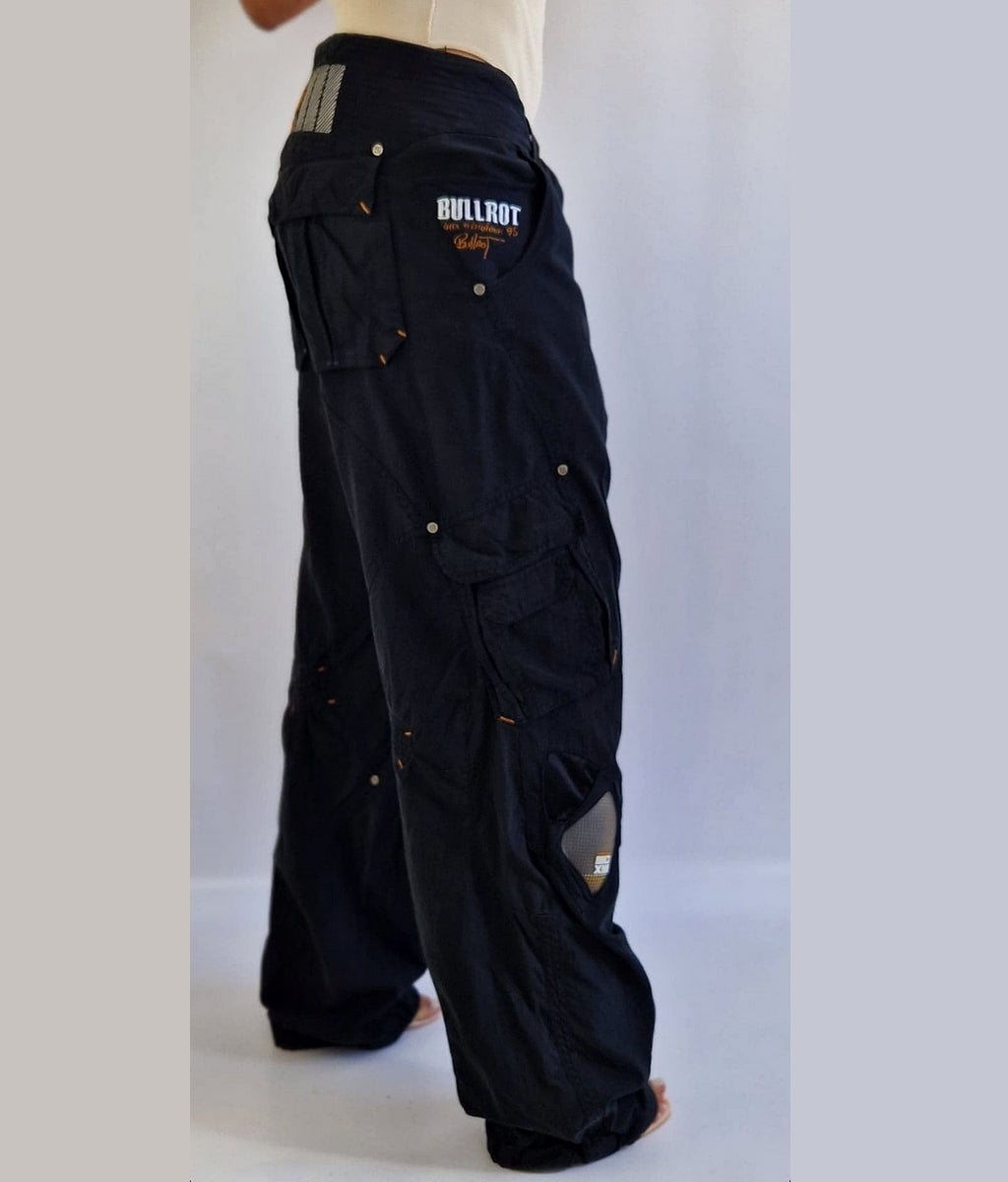 pantalon cargo noir vintage hip hop pour femme
