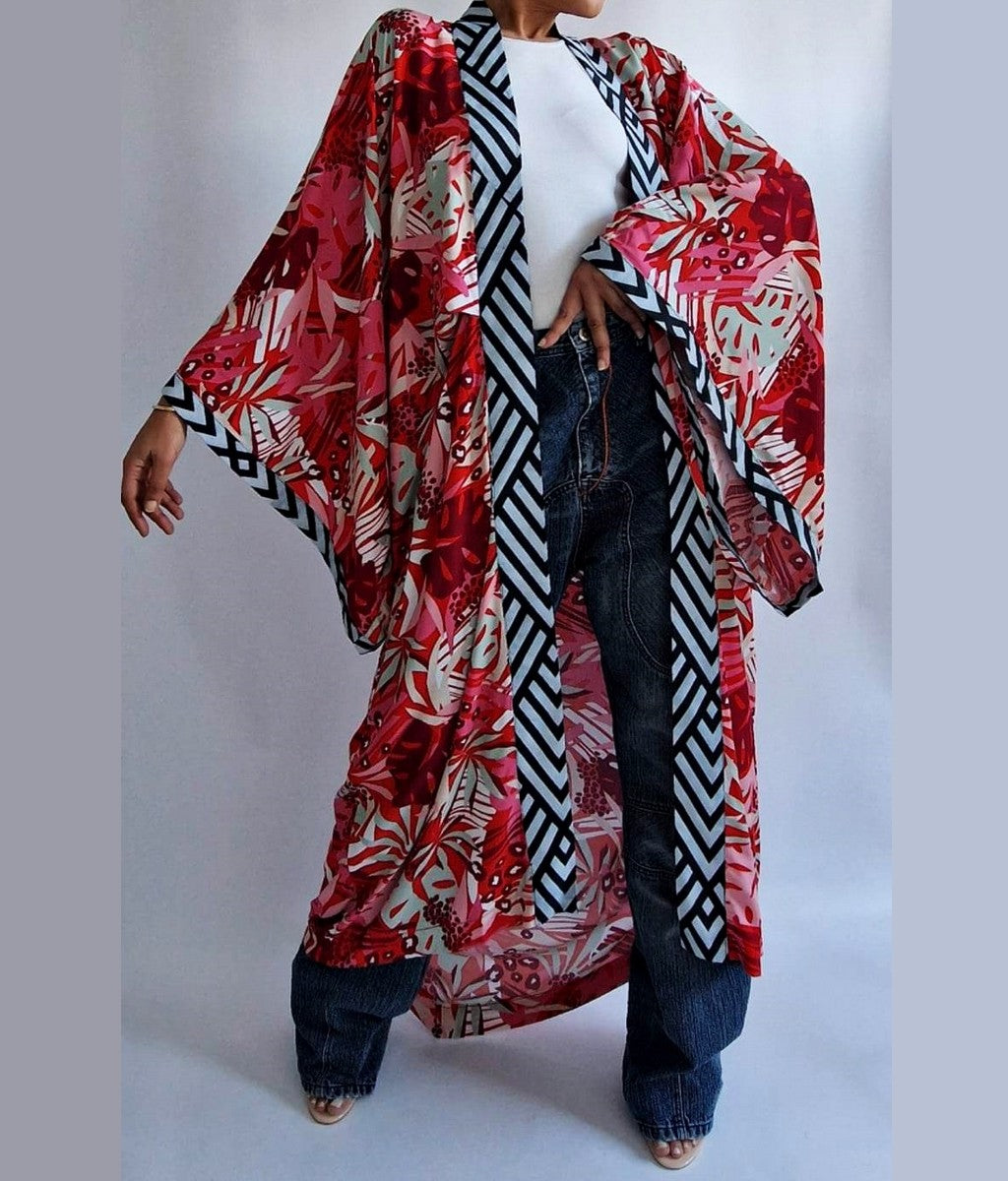 kimono rouge fait main taille unique Indra Libong printemps été 2023 bruxelles belgique