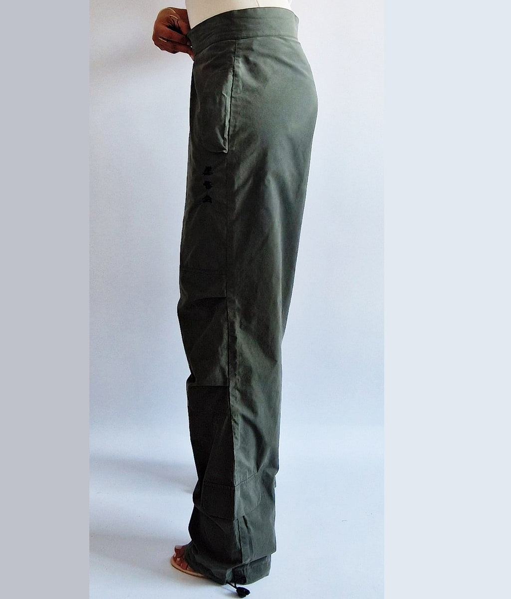 pantalon large cargo kaki vintage taille large pour femme