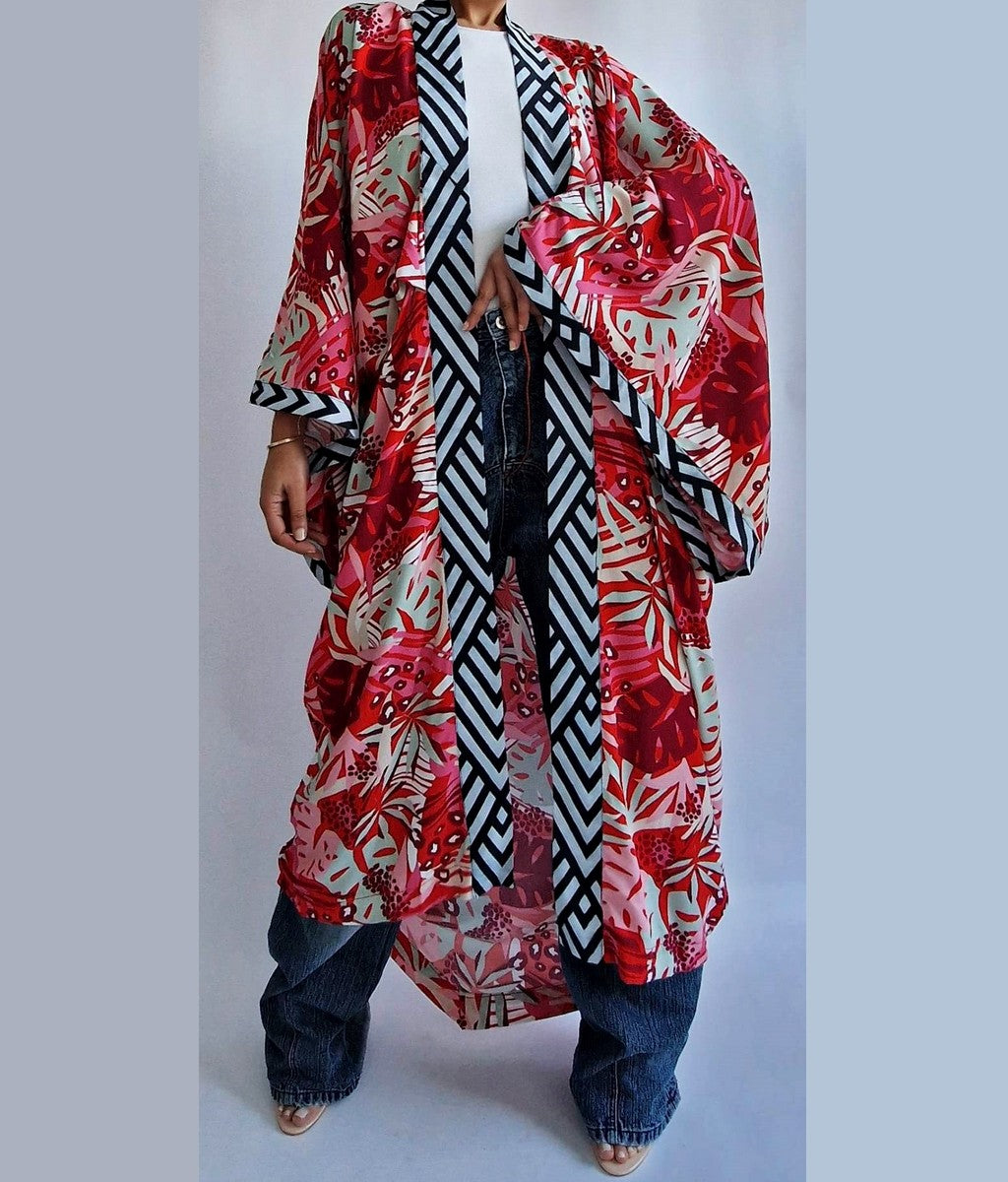 kimono rouge fait main taille unique Indra Libong printemps été 2023 bruxelles belgique